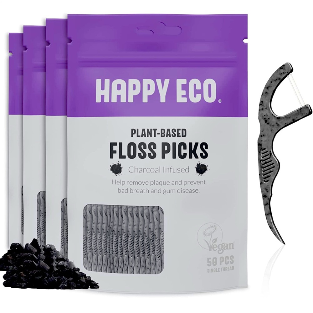 NIB Happy Echo Natural Dental Floss Picks (200)